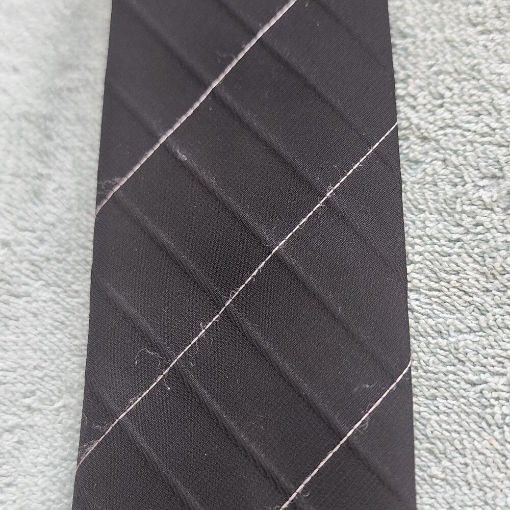 Pierre Cardin slim neck tie, black with white lines